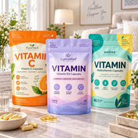 Sachets refermables à fermeture éclair, personnalisables, haute barrière, qualité alimentaire, pour capsules de vitamines et de compléments nutritionnels