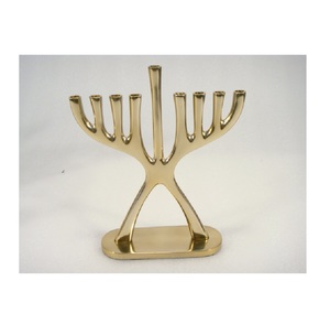 Candelabro decorativo de latón de Color dorado, portavelas de Menorah, soporte de nueve ramas de Hanukkah para decoración de restaurante de Hotel en casa - Product Image 4