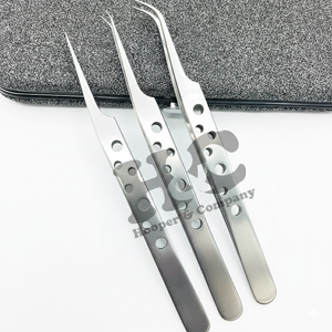 Pince à épiler professionnelle en acier inoxydable argenté à pointe inclinée, pince à épiler courbée avec logo Mink, manche confortable, vente en gros pour la beauté - Product Image 2