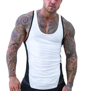 Camiseta sin mangas de cuello redondo sin mangas de alta calidad para hombre, estilo informal de punto transpirable con logotipo personalizado para correr en verano, precio económico - Product Image 2