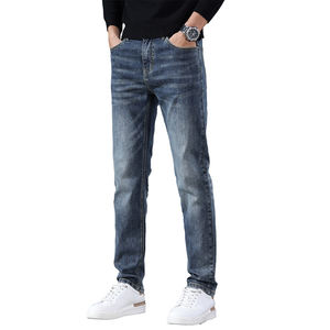 Jeans pour hommes en vente chaude, pantalon long en denim, extensible, décontracté, fermeture éclair, long, droit, slim, poches, couleur unie, pantalon en coton pour hommes, jeans d'automne - Product Image 1