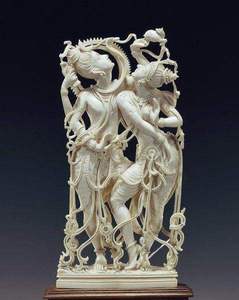 Estatua de Radha Krishna de Mármol Blanco Hecha a Mano, Escultura Hindú Tradicional para Decoración de Jardín de Templo, Arte Indio, Exhibición para el Hogar, Premium - Product Image 2