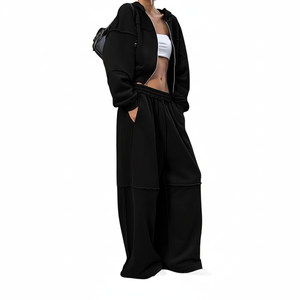 Conjunto Deportivo de Invierno con Capucha para Mujer, Logotipo Personalizado, Alta Calidad, Estilo Holgado, 2 Piezas, para Correr y Descansar en Casa con Estilo - Product Image 1