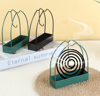 Porte-bobine anti-moustiques Porte-encens Base métallique en fer de couleur noire Bobine anti-moustiques et brûleur d'encens Maison Patio extérieur