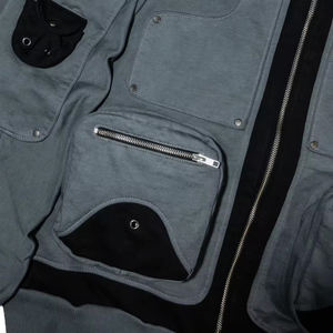 Sudadera con capucha Techwear 100% algodón 420 GSM French Terry Zip Hoodie High Street para hombre Color Dye Washed Cargo sudaderas con capucha y sudaderas para hombre - Product Image 5