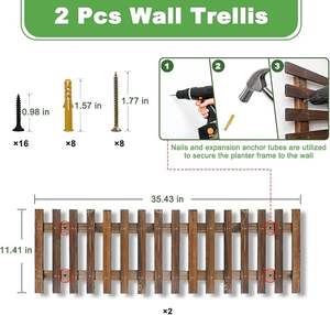 Lot de 2 jardinières murales en bois écologiques faites à la main pour plantes succulentes et plantes aériennes - Jardinières suspendues carbonisées (11,4" X - Product Image 2