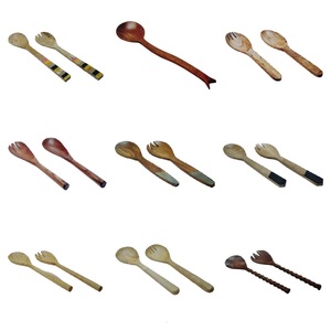 ชุดช้อนสลัดไม้มะม่วง/ไม้กระถินเทศ วินเทจ เป็นมิตรกับสิ่งแวดล้อม ผลิตในอินเดีย พร้อมด้ามจับเรซิ่น สำหรับใช้เป็นช้อนส้อมและของแจก - Product Image 5