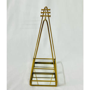 ที่แขวนแก้วและทองเหลืองทรงสี่เหลี่ยมผืนผ้าหรูหราทันสมัยพร้อมถาดสำหรับจัดเก็บและของตกแต่ง - Product Image 3