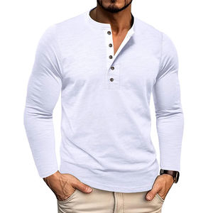 New Autumn <b>Long</b> <b>Sleeve</b> T-Shirt <b>Mens</b> Casual Solid Color <b>Top</b> Henley Neck Slim Versatile Work T-shirt Breathable - Product Image 6