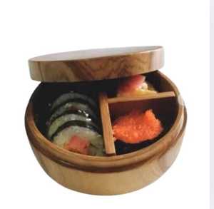 Boîte à lunch ronde en teck - Product Image 4