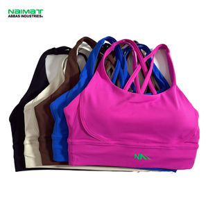 Conjunto de Sujetador Deportivo de Encaje Transpirable de Alta Sujeción para Mujer con Relleno Extraíble, Logotipo Frontal, Top Corto para Yoga, Fitness, Gimnasio y Running - Product Image 1