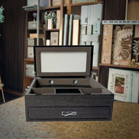 Boîte à montre en bois carrée élégante et artisanale, coffret de rangement et d'exposition précieux pour montres et bijoux