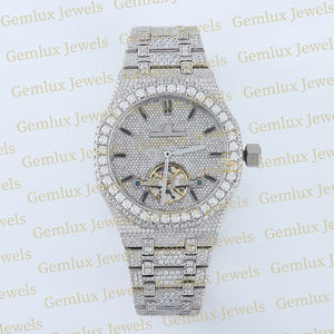 Hot Selling Full White 14k Gold Plated Auto Date Pass Diamond Tester Iced Out D VVS Moissanite Diamond Hip Hop <b>Watch</b> - Product Image 1