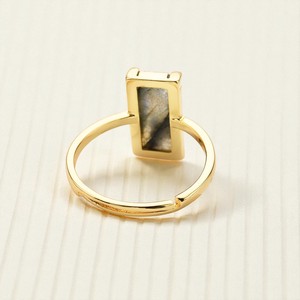 แหวนพลอยควอตซ์ทรงสี่เหลี่ยมสีเงิน925สำหรับผู้หญิงแหวนกรอบชุบทอง - Product Image 4