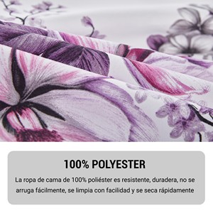 Ensemble de housse de couette florale 3 pièces 100 % coton avec drap-housse et taies d'oreiller lavables (100TC) - Product Image 5