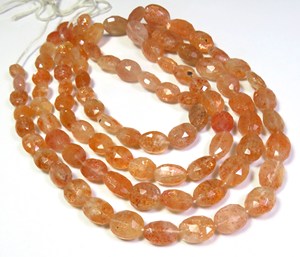 Cuentas facetadas de piedra solar naranja de 8-15mm de alta calidad 17 \ "hebra de piedra solar Natural gemas de corte ovalado piedras preciosas sueltas para joyería africana - Product Image 3