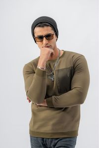 Sweat-shirt pour homme à vendre Logo personnalisé Jersey 100% coton tricoté couleur unie col rond pull manches longues Sweat-shirt pour homme - Product Image 5