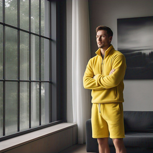 OEM Sweat Shirt Shorts Ensembles Jogger Pull-up avec fermeture éclair pour hommes Ensemble deux pièces Sports Jogging Fitness Wear Sweat Shorts ensembles - Product Image 5