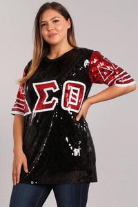 T-shirt à manches courtes en jersey à paillettes Hip Hop écologique 13 inspiré de la sororité Delta - Product Image 6