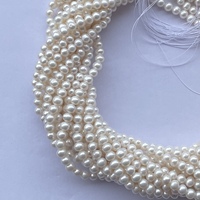 5mm 6mm naturel blanc perle d'eau douce pierre ronde pomme de terre forme perles brin gros fournisseur de pierre perles de culture usine