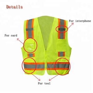 Chaleco de Seguridad Reflectante LED Fluorescente Multicolor OEM de Alta Visibilidad ANSI Clase 1, Impermeable, con Cierre para Hombres y Mujeres - Product Image 3