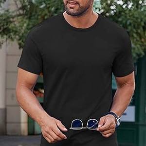 Camiseta lisa de manga corta con cuello redondo para hombre de 100% algodón, camisetas casuales de ajuste regular, Camisetas básicas, camisetas con logotipo personalizado - Product Image 3