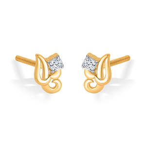 Pendientes de Diamantes para Niñas - Pequeños Diamantes Verdes en Oro Amarillo - Product Image 4