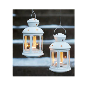 Hot Selling Traditional Design Metal Iron Lantern White Finished in 2 Pcs <b>Hanging</b> <b>Garden</b> Decorate <b>Lights</b> for Home & Office Deco - Product Image 1