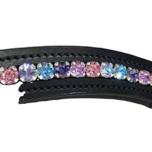 Classique 1 rangée multicolore Diamante métal chaîne cristaux Bling incrusté vide canal rembourré cuir cheval front bande pour bride - Product Image 1