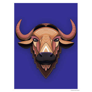 Impresión Artística Moderna de Búfalo Asiático, Pintada a Mano, Impresión Digital sobre Base de Madera por Madeleine para Uso Decorativo - Product Image 3