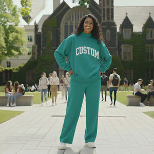 Ensemble de survêtement décontracté en polyester uni pour femme et unisexe de haute qualité, 2 pièces, hiver, écologique, respirant, réversible, personnalisé Sigma - Product Image 3