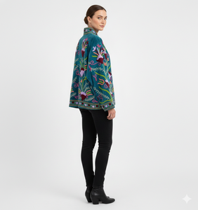 Veste en velours brodée à la main avec un motif floral, style décontracté, pour les occasions de fête ou un usage quotidien - Product Image 3
