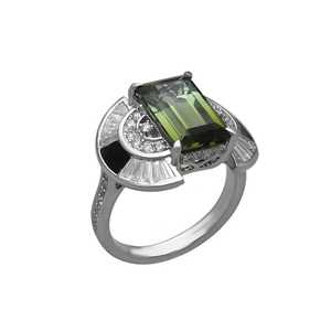 Bague élégante en argent sterling avec tourmaline, cadeau de fiançailles de luxe, bijoux fins, pierre de couleur douce, conçue pour des moments spéciaux - Product Image 1
