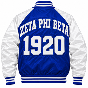 Zeta Phi Beta Custom Canvas Winter Bomber Varsity Sorority <b>Jacket</b> ZPhiB Chenille Embroidery Letter Pattern Waterproof Hooded - Product Image 4