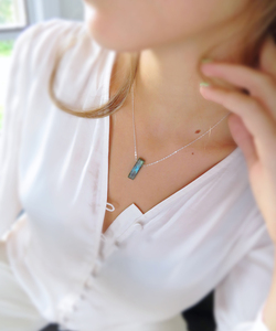 Boho Chic 925 Plata Chapado en oro Collares colgantes hechos a mano Labradorita Fluorita Aqua Calcedonia Bar Piedra preciosa vinculada para regalo - Product Image 3