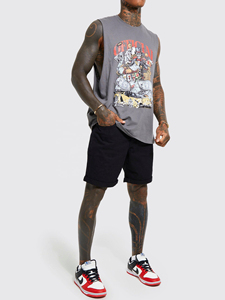 2025 été sans manches débardeur pour hommes hommes Fitness Gym Sport débardeur surdimensionné 190 GSM coton Polyester séchage rapide tricoté - Product Image 4