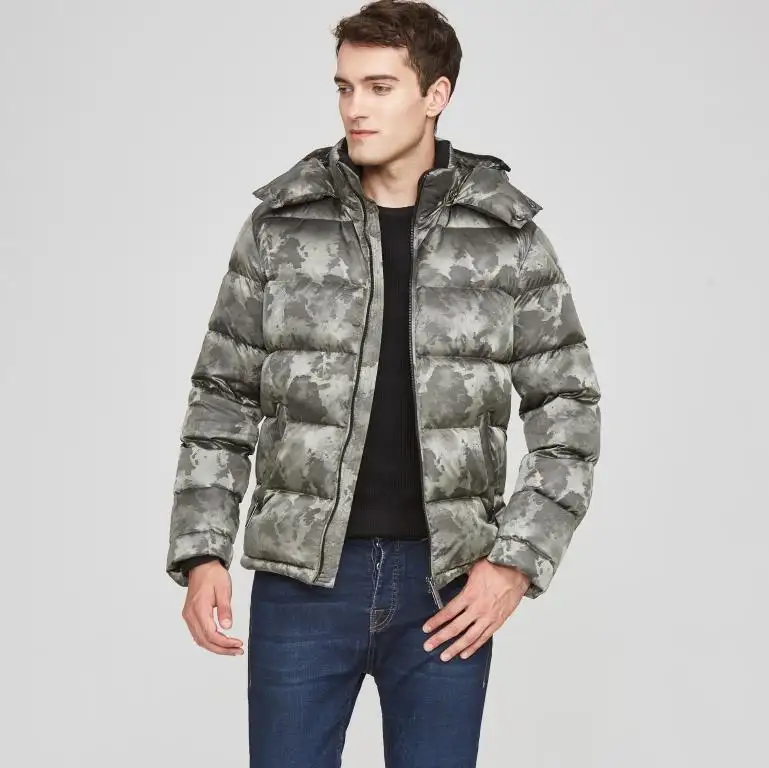 Amazing Sparkling Polyester Camouflage Outdoor Winter Men's Down Coat Outerwear Bomber Jacket Streetwear Clothing