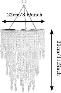 R 3 niveles lámpara brillante sombra luz de techo con cuentas colgante sombra con marco cromado decoraciones para centro de mesa de boda, 8,6 ''Di - Product Image 5