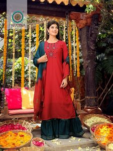 Diwali Collection Nouvelle Variété Élégance Dressing Tendance Coton Soie Kurti Sharara Avec Dupatta Avec Travail À La Main Au Taux Le Plus Bas - Product Image 2