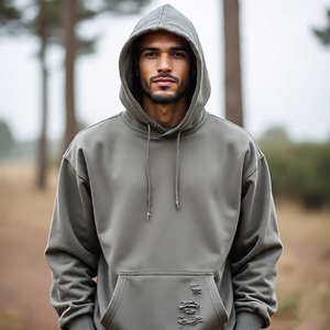 เสื้อมีฮู้ดสไตล์สตรีทแวร์ผลิตตามสั่งสำหรับผู้ชายเสื้อมีฮู้ดเย็บลายแบบวินเทจเสื้อสวมหัว - Product Image 4