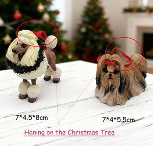 ตุ๊กตาสุนัขลาซาแอปโซ่วาดด้วยมือทำจากเรซิ่นของตกแต่งเทศกาลคริสต์มาส - Product Image 3