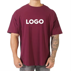 Camiseta de gran tamaño con hombros caídos de alta calidad para hombre, Camiseta holgada de verano holgada con estampado de algodón 100% personalizado - Product Image 6