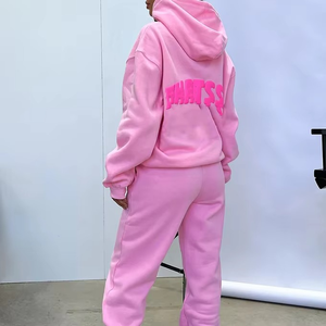 Custom Oversize Top Quality Casual 420gsm Fleece <b>Hoodie</b> With <b>Slogan</b> Puff Print Streetwear Hip Hop <b>Women's</b> Hoodies - Product Image 2