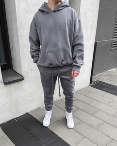 Black Acid Washed Full Zip up Vintage Distressed Stone Acid Washed Streetwear Sweatsuit Flared Sweatpants and Hoodie Sets Hombres - Product Image 3