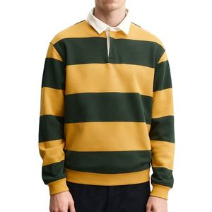 Camisetas Polo de Manga Larga con Rayas de Jersey y Bloques de Color en Algodón de Alta Calidad con Logotipo Bordado Personalizado - Product Image 2