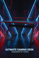 Bureau de jeu durable, portable, en métal et bois, avec éclairage LED RGB, multifonctionnel, gain de place, table de jeu PC