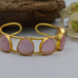 new arrival fashionable stylish <b>jewellery</b> designer handmade goldplated <b>brass</b> stone beads adjustable bangle for girls and women - Product Image 3