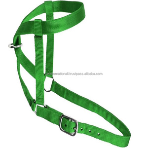 Durable Lightweight Green Nylon Horse <b>Halter</b> in Full Cob Oversize Custom Design Headcollar with Adjustable Buckle and Rings - Product Image 5