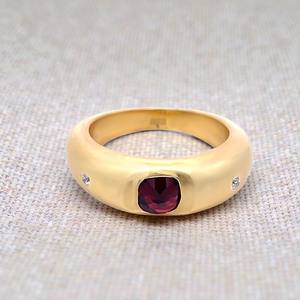 Bague unisexe rétro en argent sterling avec pierre précieuse sertie sur l'index, personnalisable, design tendance rouge palais, bijoux classiques vintage - Product Image 4