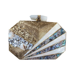 Embragues de noche de diseñador artesanales estilo Vintage de lujo con piedras de cristal latón elegancia pura cada detalle bolsos de noche - Product Image 1